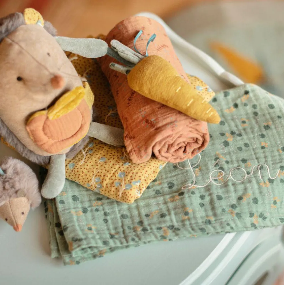 Lot de 3 langes en coton bio Trois petits lapins (70 x 70 cm)