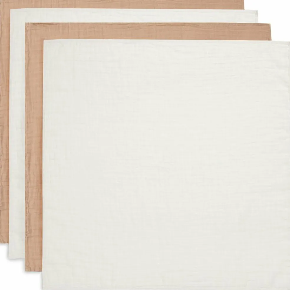 Lot de 4 langes en coton Biscuit-Ivory (70 x 70 cm)