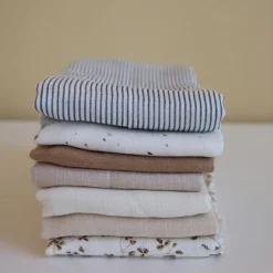 Lot de 3 langes en coton bio Classic Stripes Blue (70 x 70 cm)