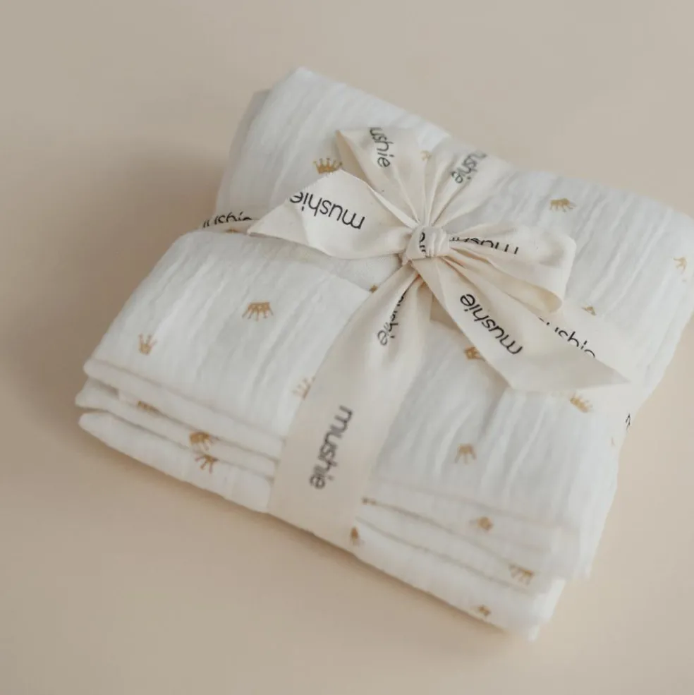 Lot de 3 langes en coton bio Crowns (60 x 60 cm)