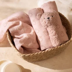 Lot de 3 langes en coton Miffy Silhouettes Wild Rose (70 x 70 cm)