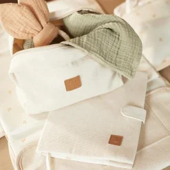 Lot de 4 langes en coton Olive Green-Ivory (70 x 70 cm)