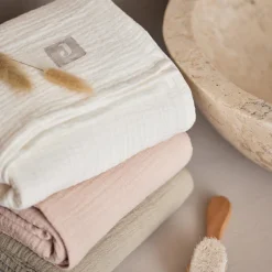 Lot de 4 langes en coton Olive Green-Ivory (70 x 70 cm)