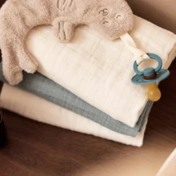 Lot de 4 langes en coton Sea Green-Ivory (70 x 70 cm)