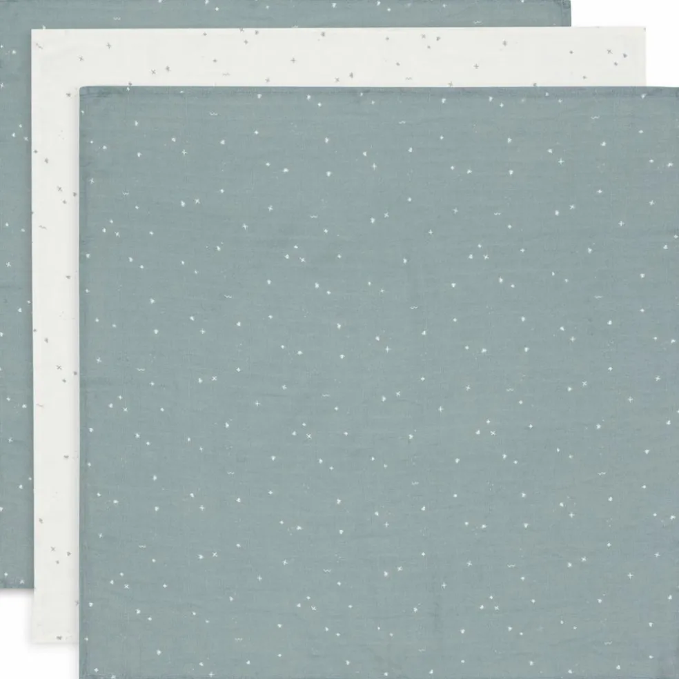 Lot de 3 langes en coton Twinkling Sea Green (70 x 70 cm)