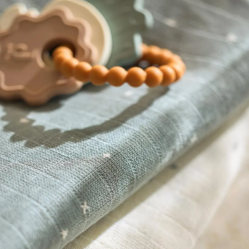 Lot de 3 langes en coton Twinkling Sea Green (70 x 70 cm)