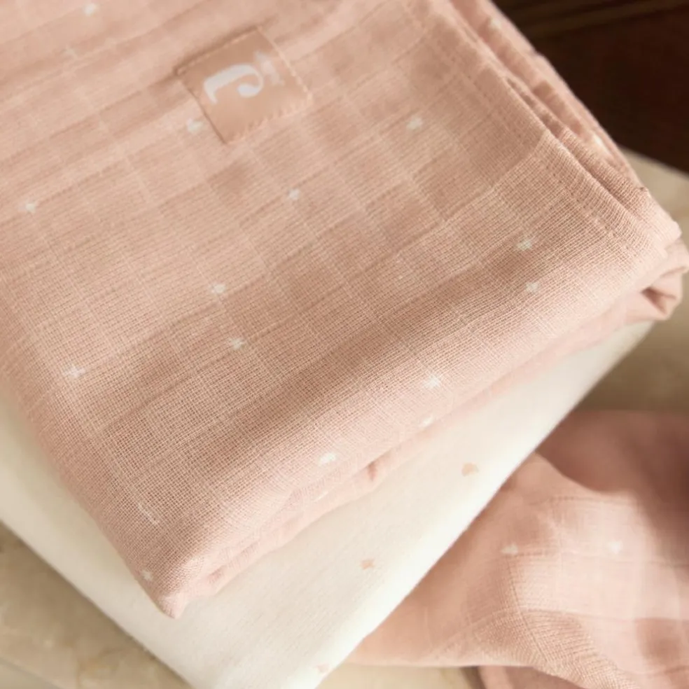 Lot de 3 langes en coton Twinkling Wild Rose (70 x 70 cm)