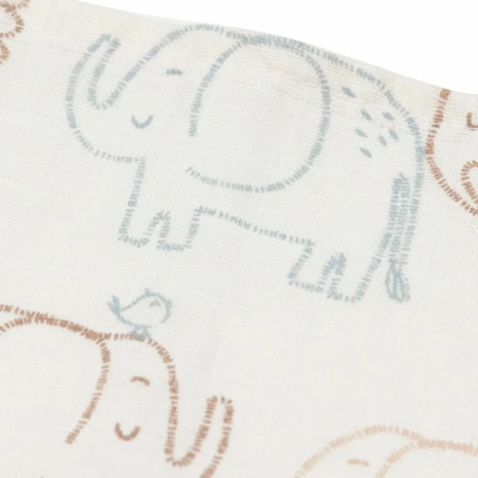 Lot de 3 langes en gaze de coton Elephant Tales (70 x 70 cm)