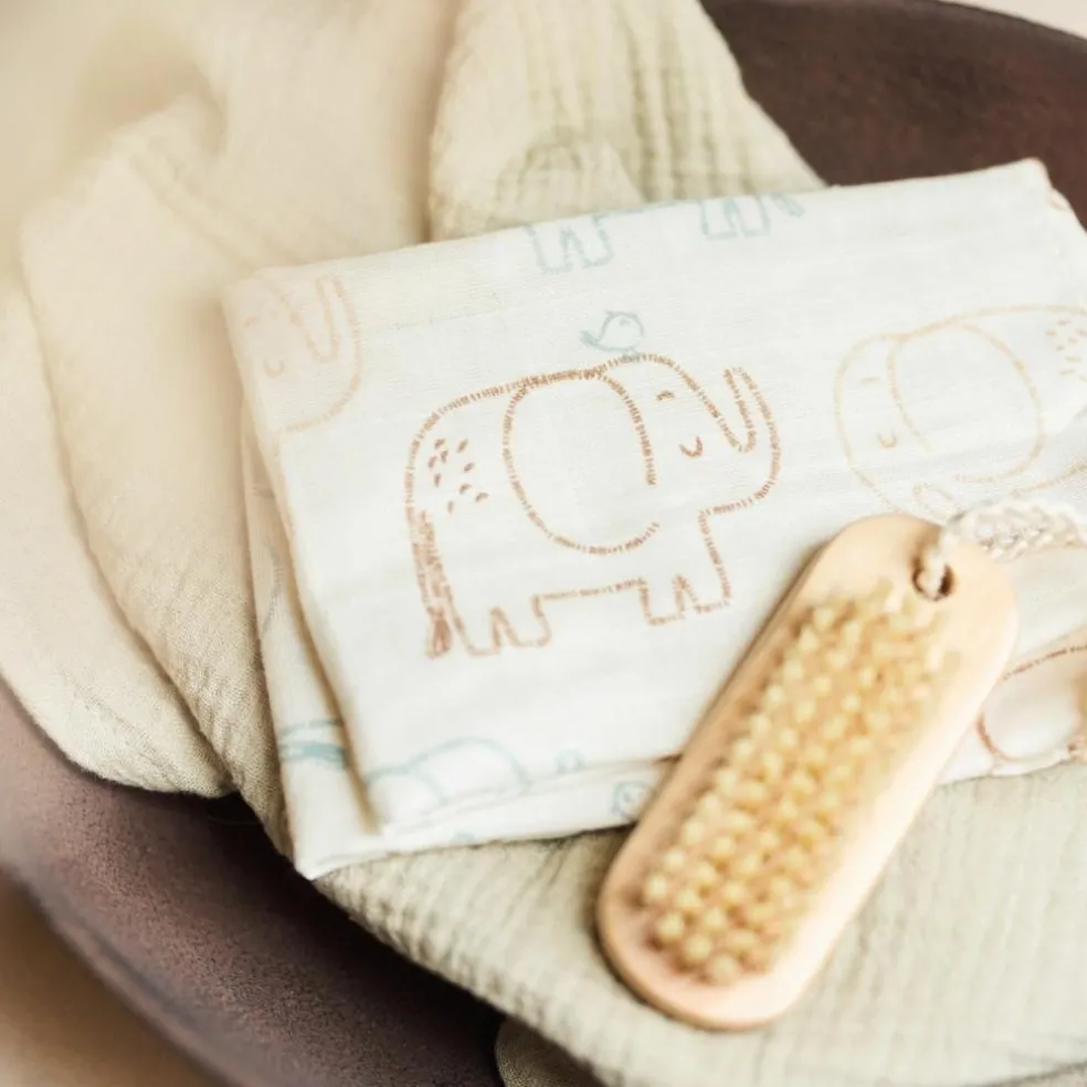 Lot de 3 langes en gaze de coton Elephant Tales (70 x 70 cm)