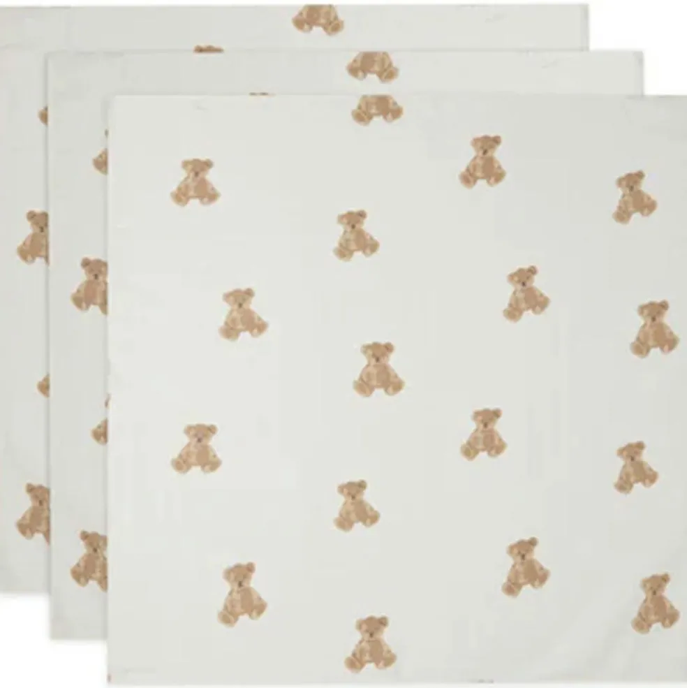 Lot de 3 langes en gaze de coton Teddy Bear (70 x 70 cm)