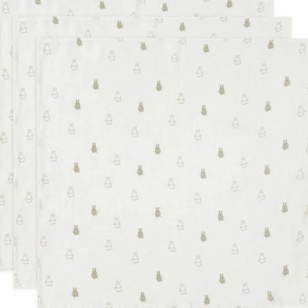 Lot de 3 langes en gaze de coton Happy Miffy Olive Green (70 x 70 cm)