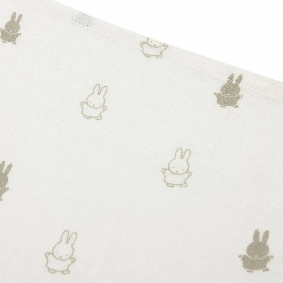 Lot de 3 langes en gaze de coton Happy Miffy Olive Green (70 x 70 cm)