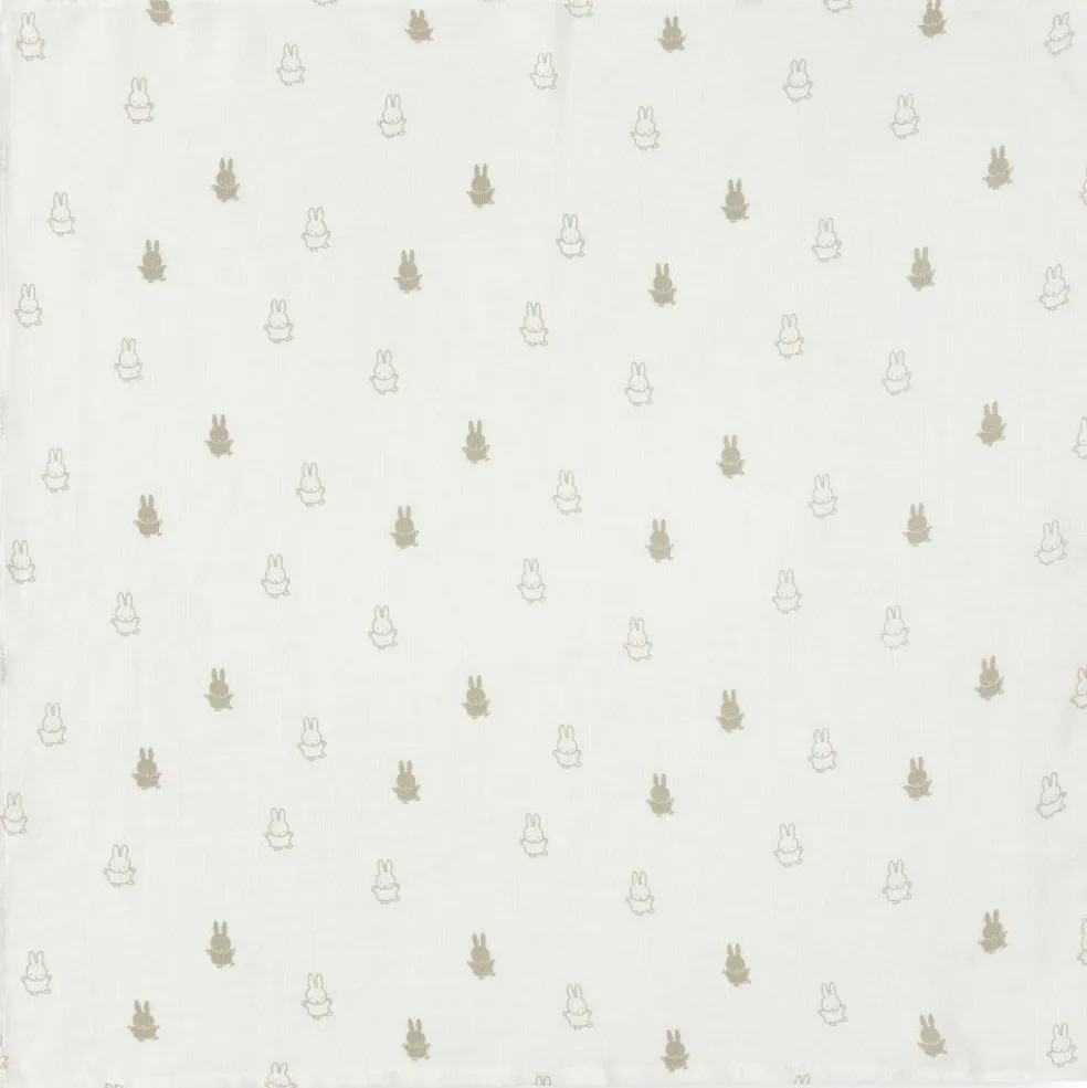 Lot de 3 langes en gaze de coton Happy Miffy Olive Green (70 x 70 cm)