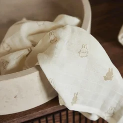 Lot de 3 langes en gaze de coton Happy Miffy Olive Green (70 x 70 cm)