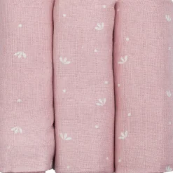 Lot de 3 langes en mousseline Pétales de Roses (70 x 70 cm)