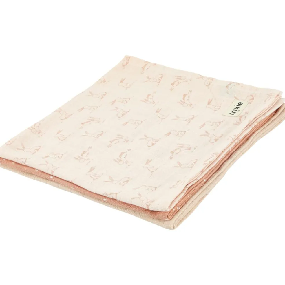 Lot de 3 langes en mousseline Rosy Rabbit (55 x 55 cm)