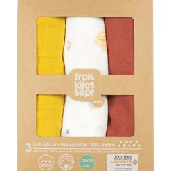 Lot de 3 langes en mousseline Cache-cache en forêt (70 x 70 cm)