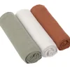 Lot de 3 langes en mousseline Cozy Home Rouille, vert et blanc (85 x 85 cm)