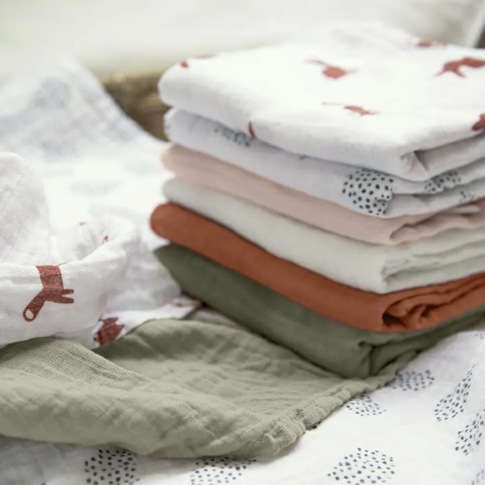 Lot de 3 langes en mousseline Little Forest Renard (60 x 60 cm)