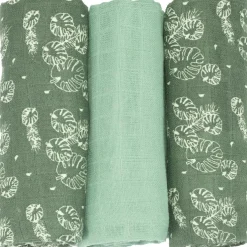 Lot de 3 langes en mousseline de coton Feuille (70 x 70 cm)