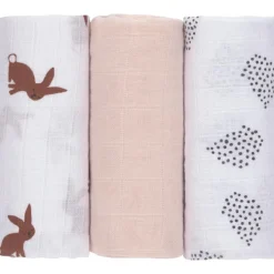 Lot de 3 langes en mousseline Little Forest Lapin (60 x 60 cm)