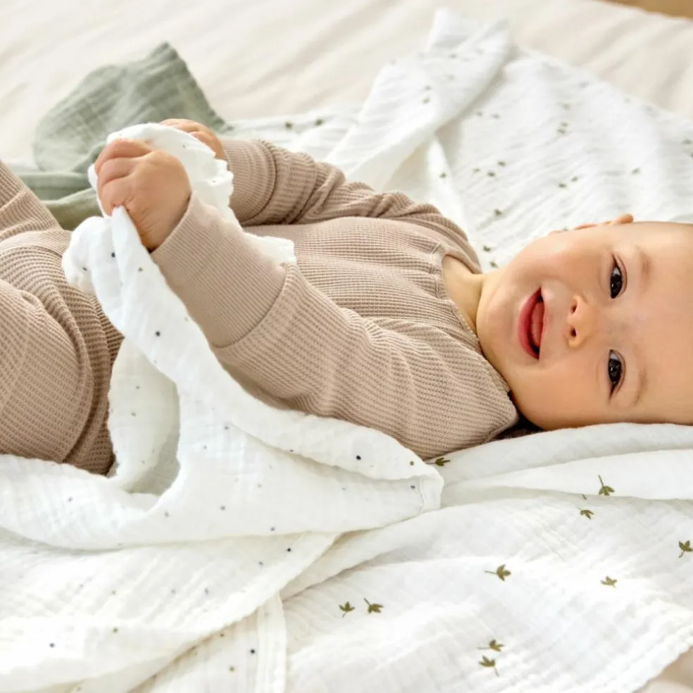 Lot de 3 langes mousseline GOTS Feuille (85 x 85 cm)