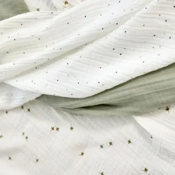 Lot de 3 langes mousseline GOTS Feuille (85 x 85 cm)