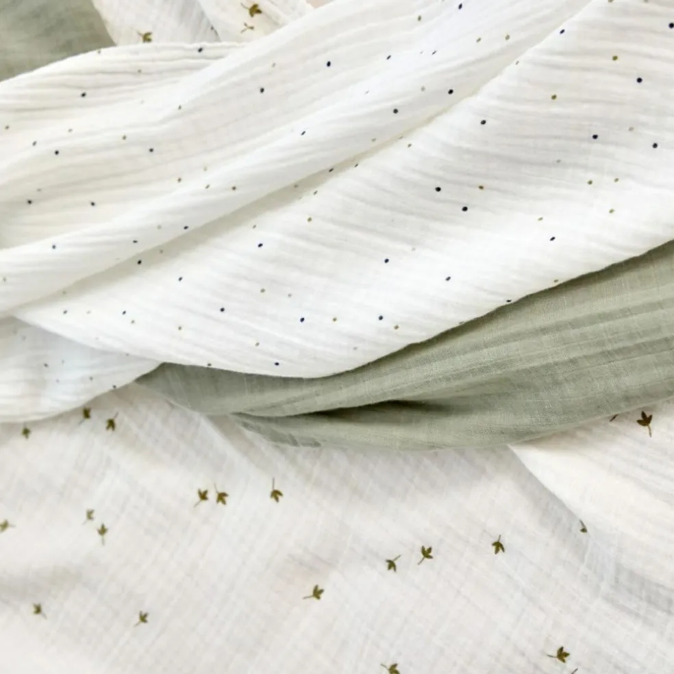 Lot de 3 langes mousseline GOTS Feuille (85 x 85 cm)