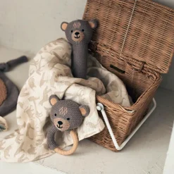 Lot de 2 maxi langes en gaze de coton Animals Nougat (115 x 115 cm)