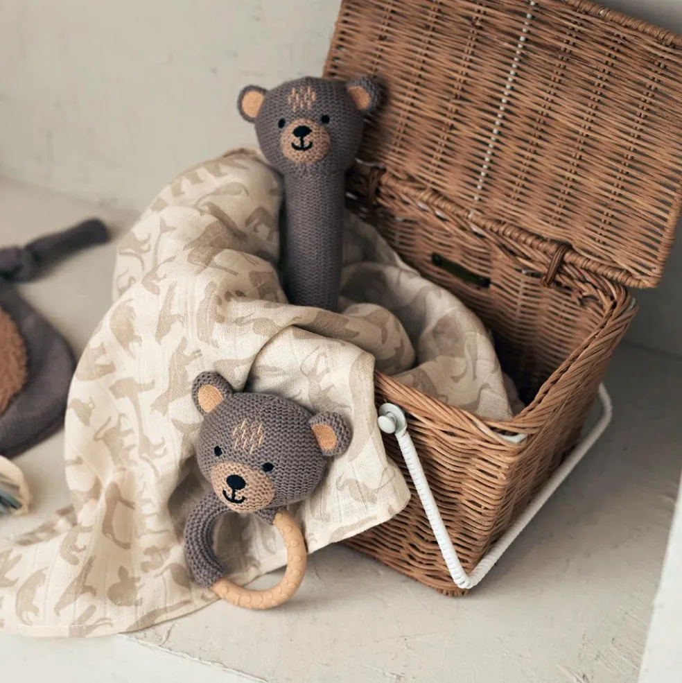 Lot de 2 maxi langes en gaze de coton Animals Nougat (115 x 115 cm)