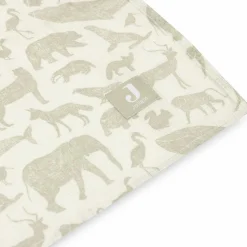 Lot de 2 maxi langes gaze de coton Animals Olive Green (115 x 115 cm)