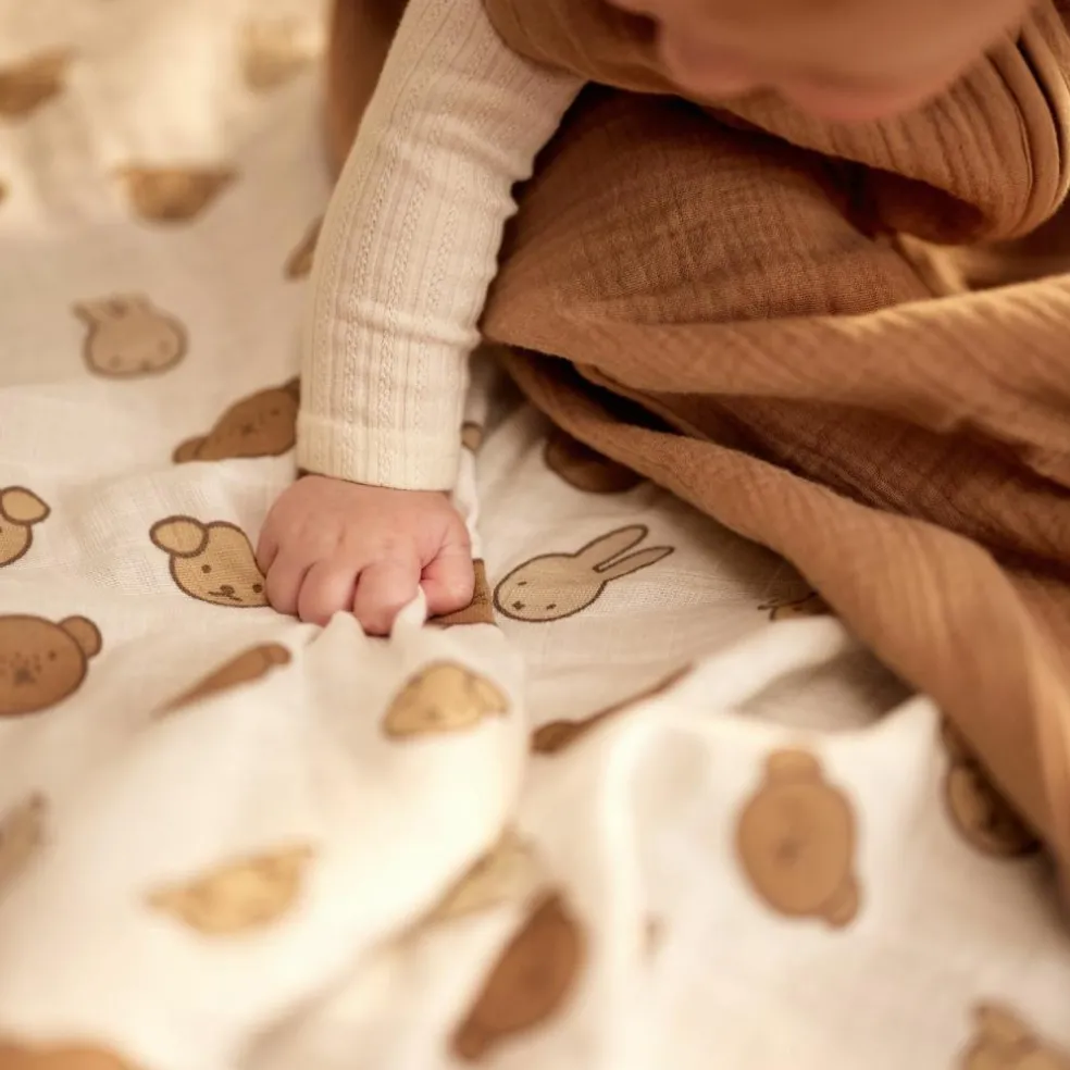 Lot de 2 maxi-langes en coton Miffy and Friends (115 x 115 cm)