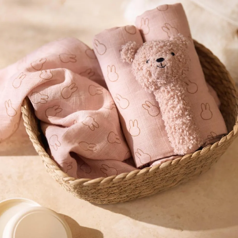 Lot de 2 maxi-langes en coton Miffy Wild Rose (115 x 115 cm)