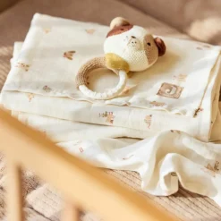 Lot de 3 mini langes en gaze de coton Animal Friends (31 x 31 cm)