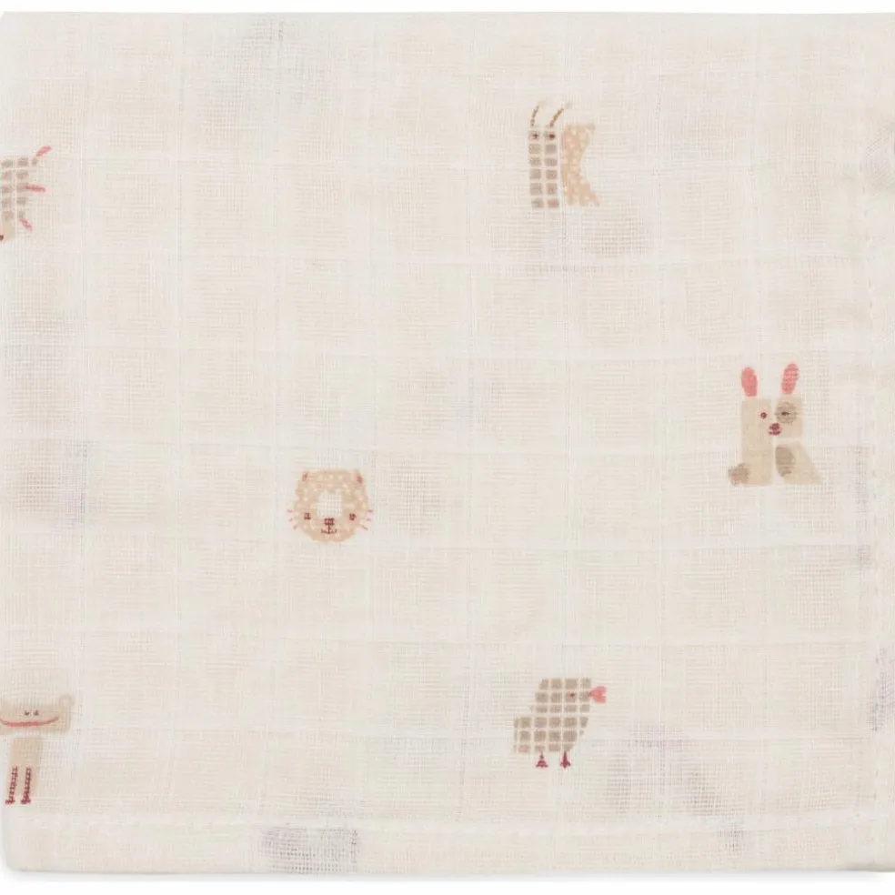Lot de 3 mini langes en gaze de coton Animal Friends (31 x 31 cm)