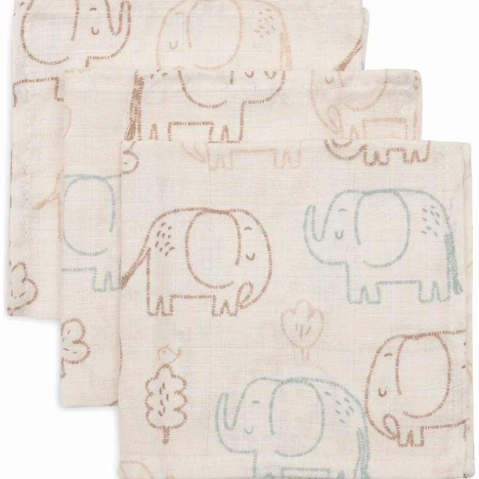 Lot de 3 mini langes en gaze de coton Elephant Tales (31 x 31 cm)