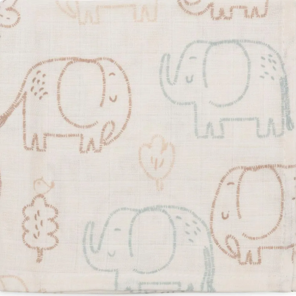 Lot de 3 mini langes en gaze de coton Elephant Tales (31 x 31 cm)