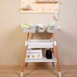 Lot de 3 paniers à suspendre table à langer Evolux gris clair