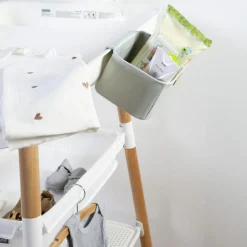 Lot de 3 paniers à suspendre table à langer Evolux gris clair