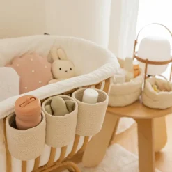 Lot de 3 paniers de berceau bamboo vanille (32 x 10 cm)