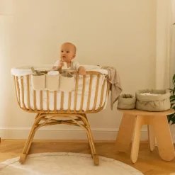 Lot de 3 paniers de berceau bamboo vanille (32 x 10 cm)