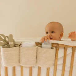 Lot de 3 paniers de berceau bamboo vanille (32 x 10 cm)