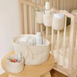 Lot de 3 paniers de berceau bamboo vanille (32 x 10 cm)