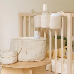 Lot de 3 paniers de berceau bamboo vanille (32 x 10 cm)