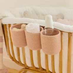 Lot de 3 paniers de berceau bamboo nude (32 x 10 cm)