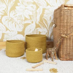 Lot de 3 paniers de rangement Ilse miel