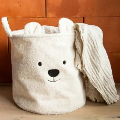 Lot de 3 paniers Teddy écru