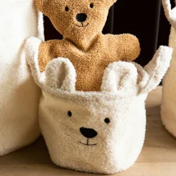 Lot de 3 paniers Teddy écru