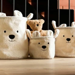 Lot de 3 paniers Teddy écru