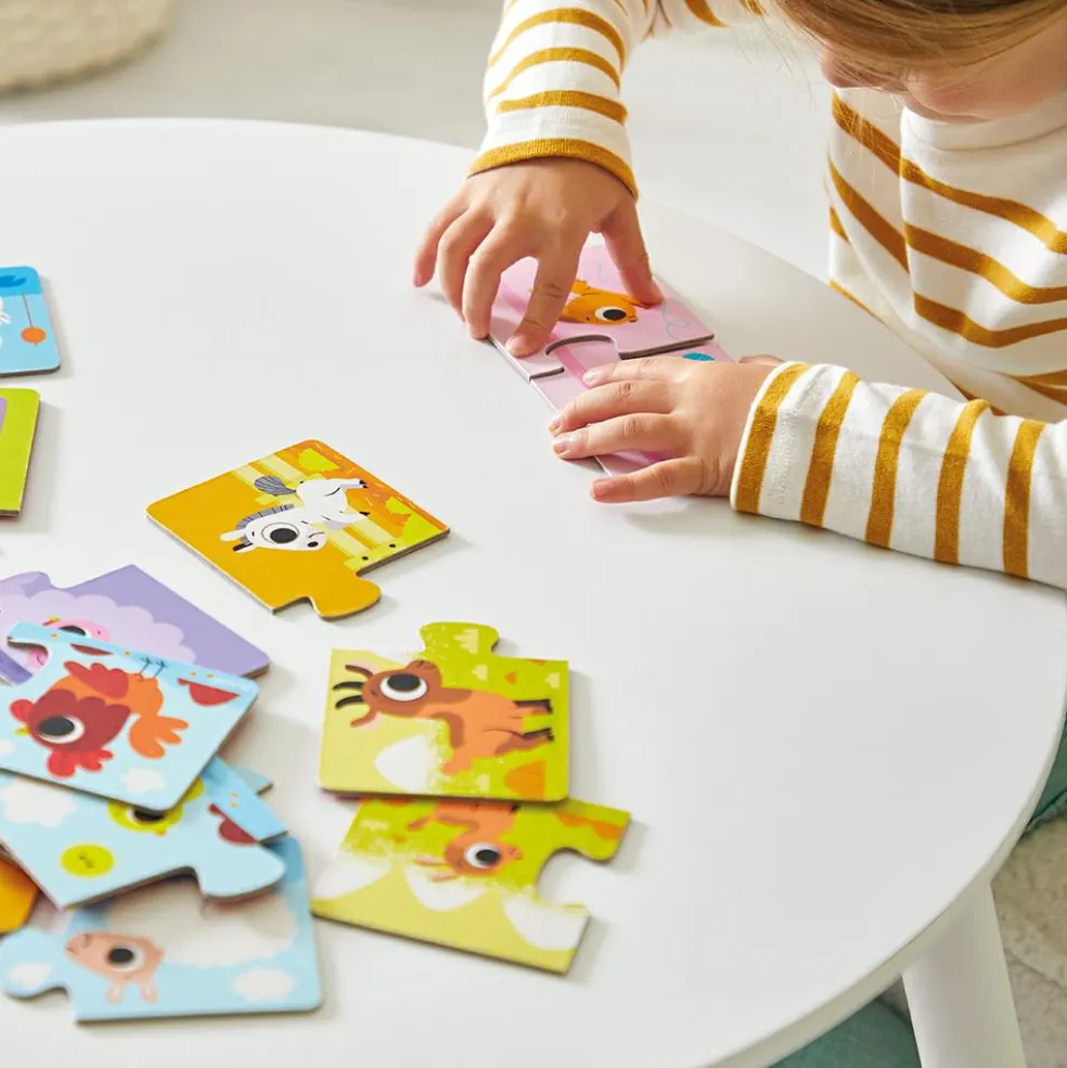 Lot de 12 petits puzzles Parents et bébés animaux